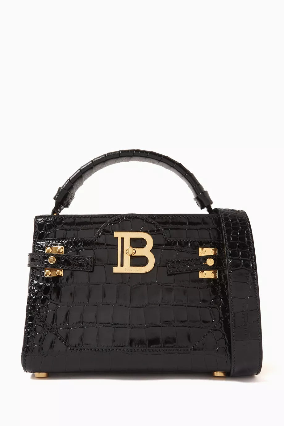 B-Buzz Top-handle Bag in Croc-embossed Leather