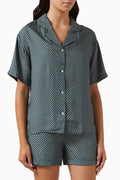 Elena Monogram Camp Shirt in Silk-blend