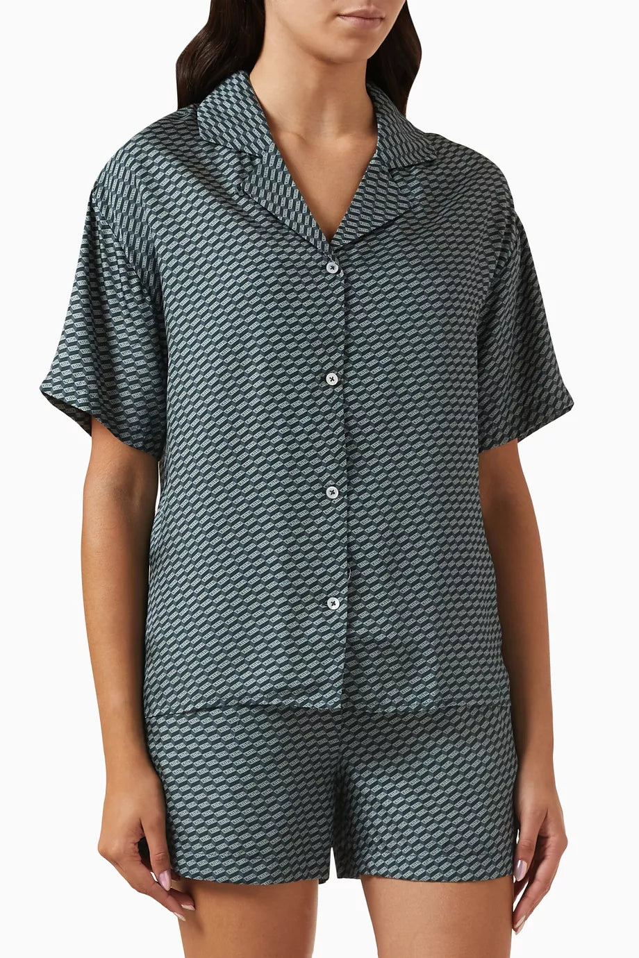 Elena Monogram Camp Shirt in Silk-blend