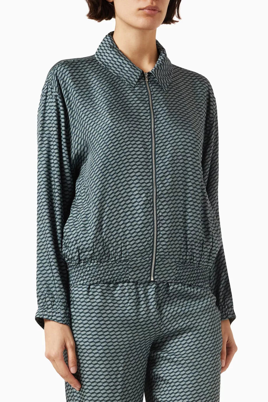 Gesa Monogram Coach Jacket in Silk-blend