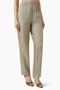 Ida Monogram Straight Pants in Silk-blend