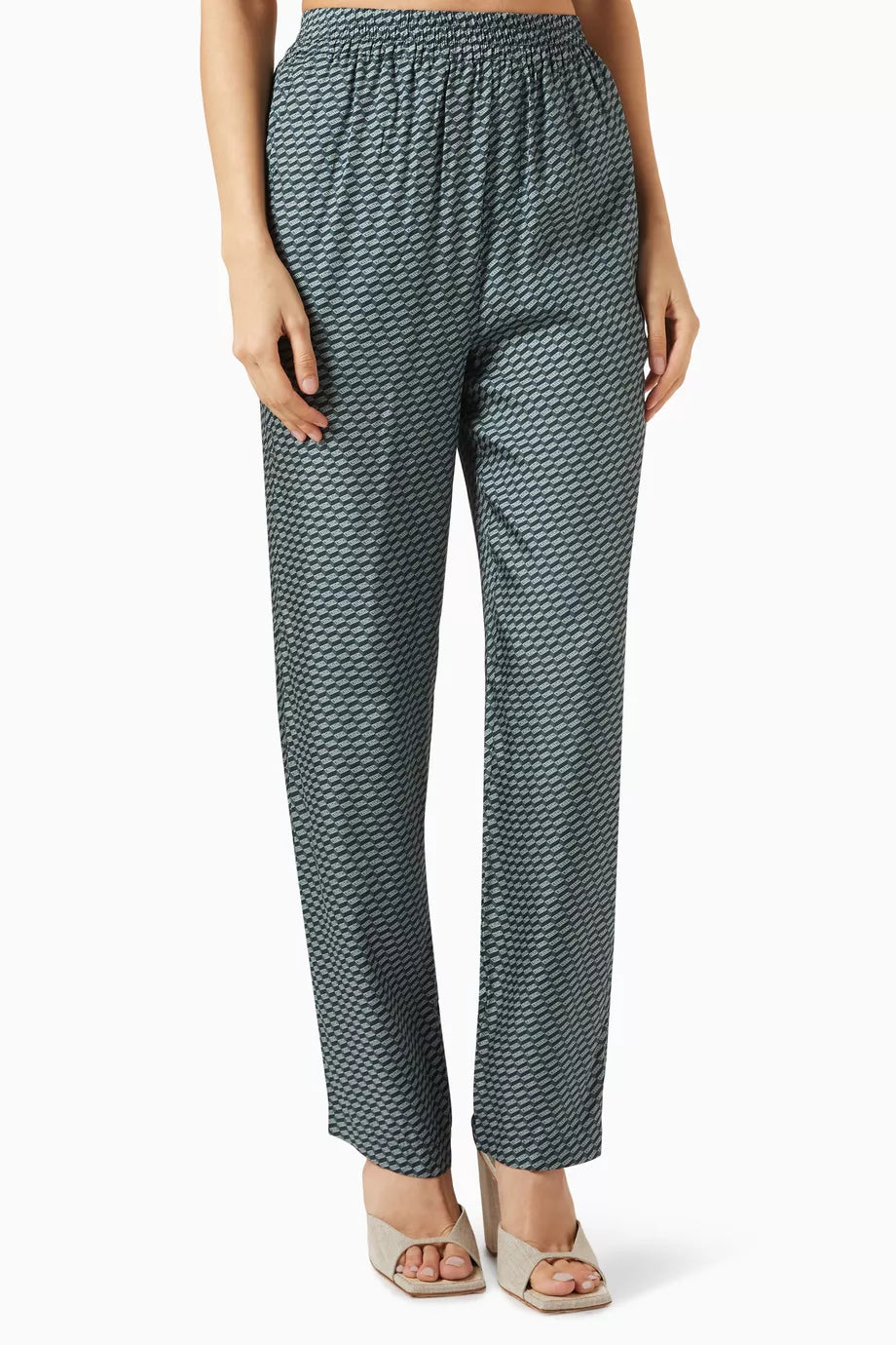 Ida Monogram Straight Pants in Silk-blend