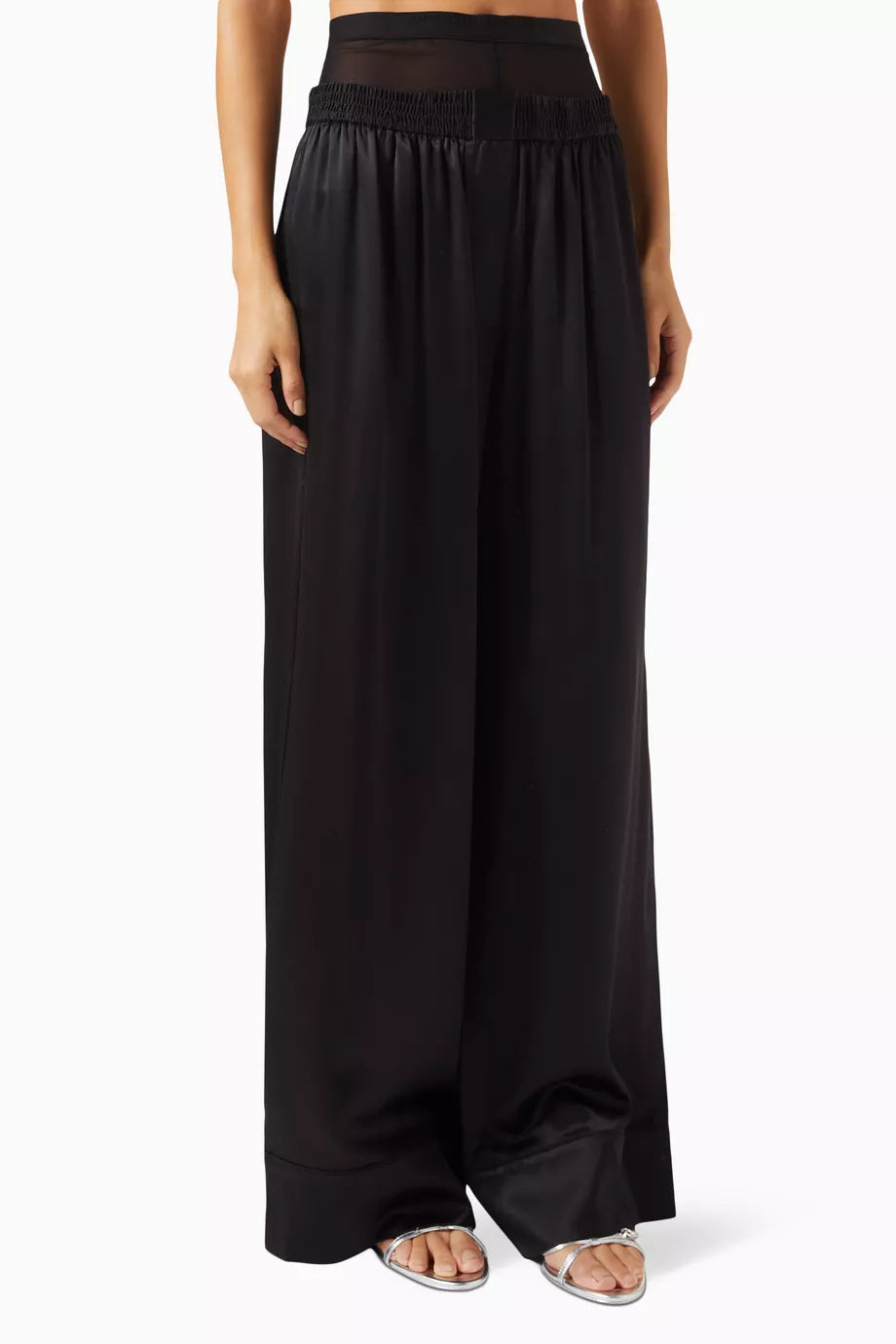 Layered Boxer Pants in Silk-charmeuse