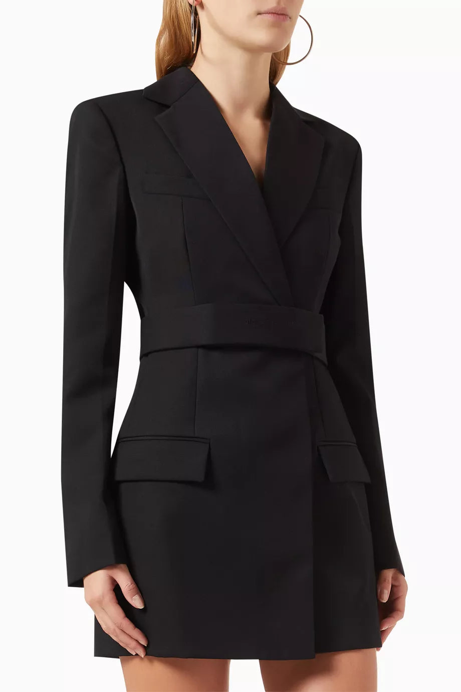 Logo Belted Blazer Mini Dress in Wool