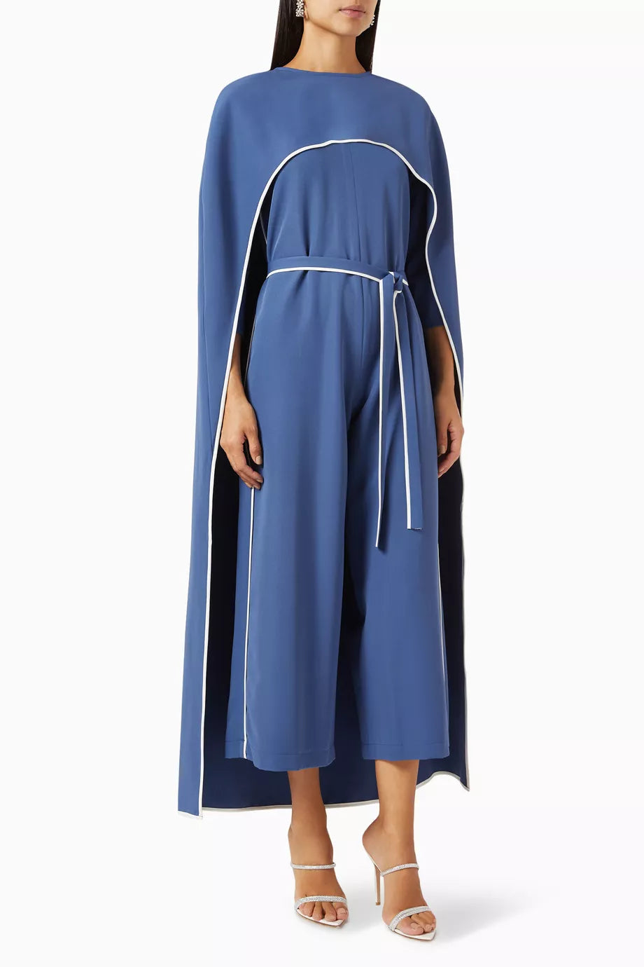 Cape & Jumpsuit Set in Stretch-crepe