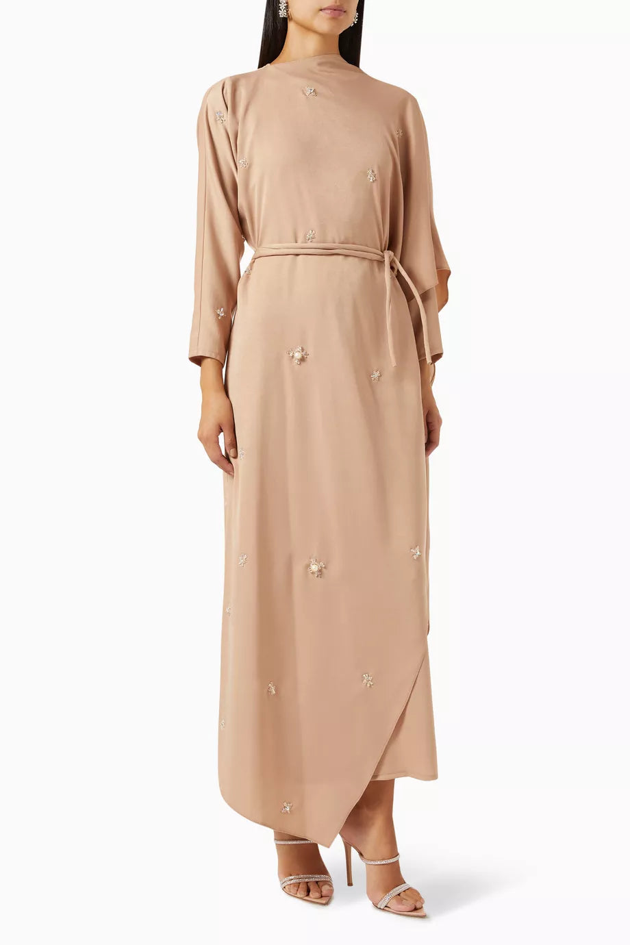 Crystal-embellished Jalabiya in Stretch-crepe