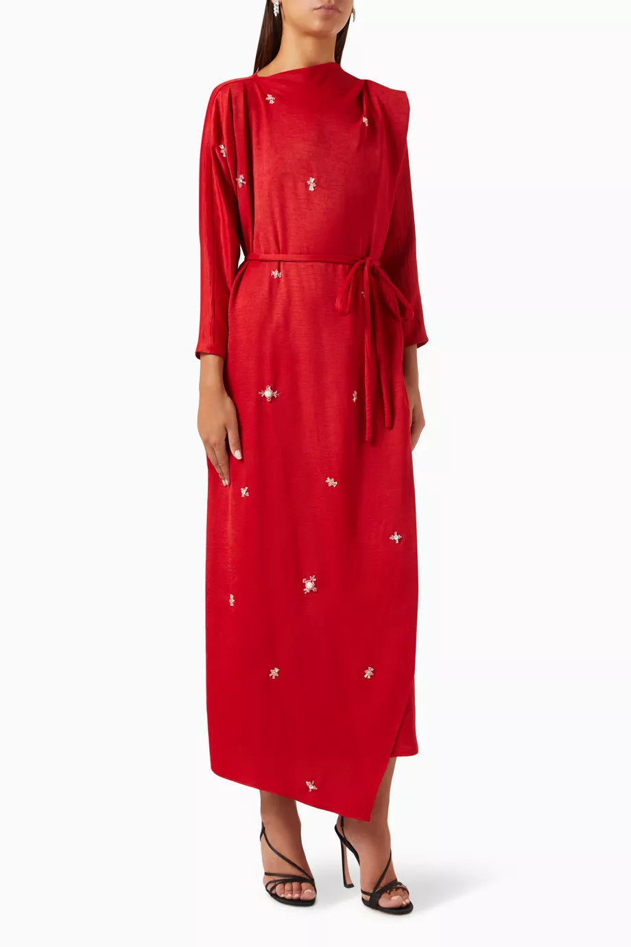 Crystal-embellished Jalabiya in Stretch-crepe