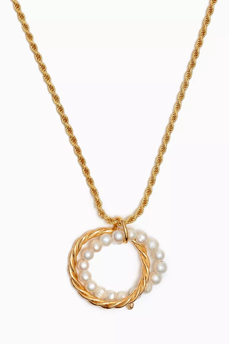Twisted Pearl Necklace in 18kt Gold-plated Silver