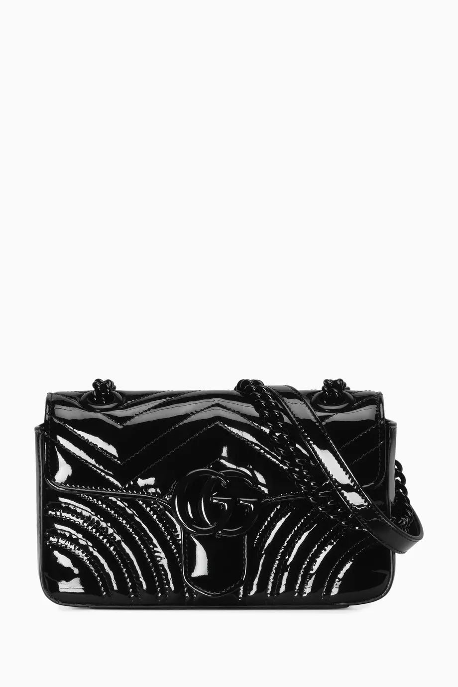 GG Marmont Mini Shoulder Bag in Patent Matelassé Leather