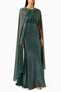 Embellished Cape Gown
