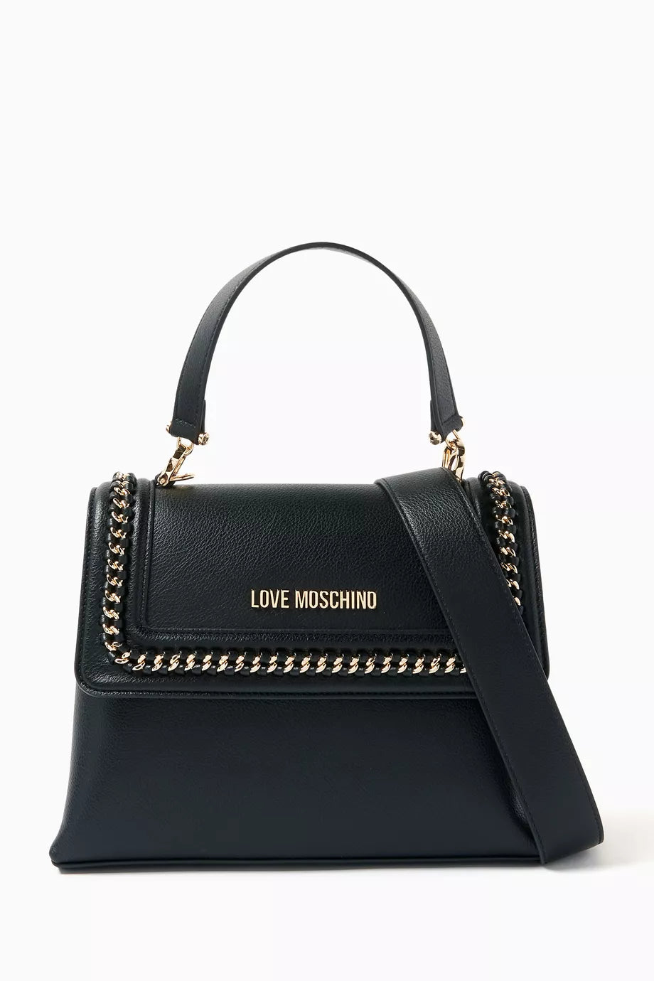 Medium Chain Link Top Handle Bag in Faux-Leather