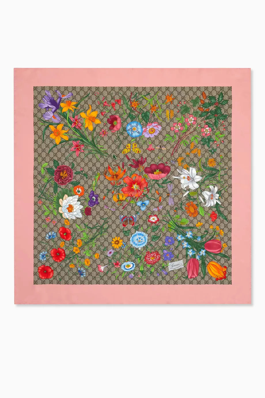 GG Flora-print Scarf in Silk