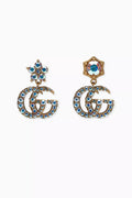 Double G Crystal Drop Earrings