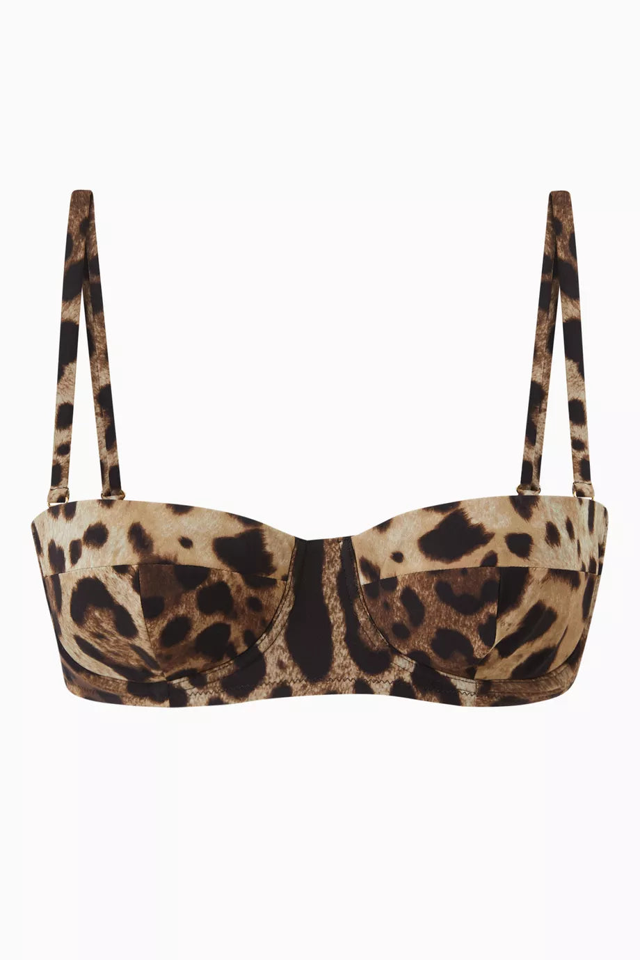 Leopard-print Bikini Top in Nylon