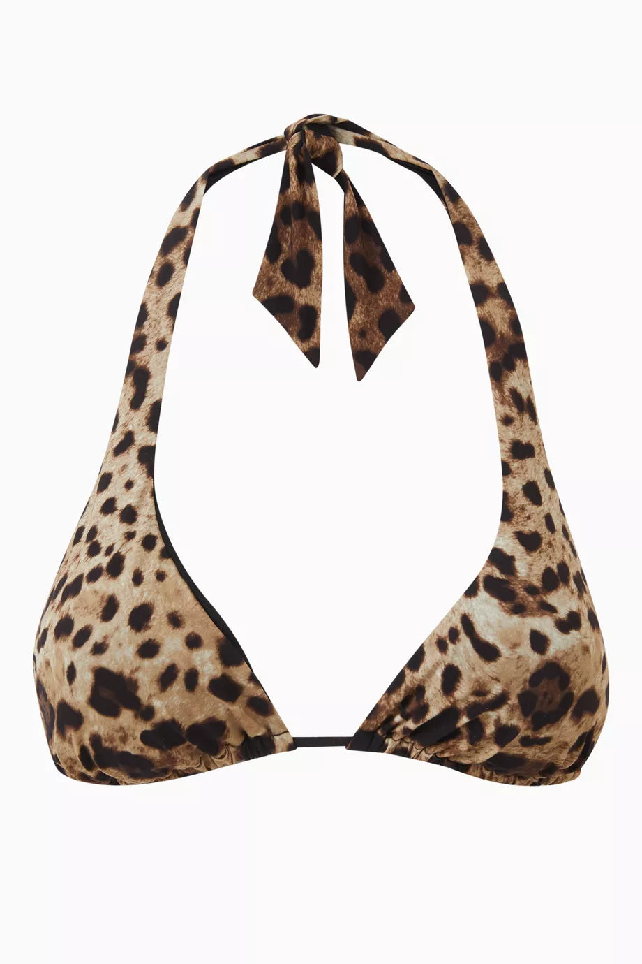 Leopard-print Halterneck Bikini Top in Nylon