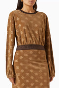Logo-jacquard Crop Sweatshirt in Chenille