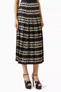 Gucci Script-print Maxi Skirt in Silk