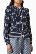 GG Logo Cardigan in Cotton-jacquard