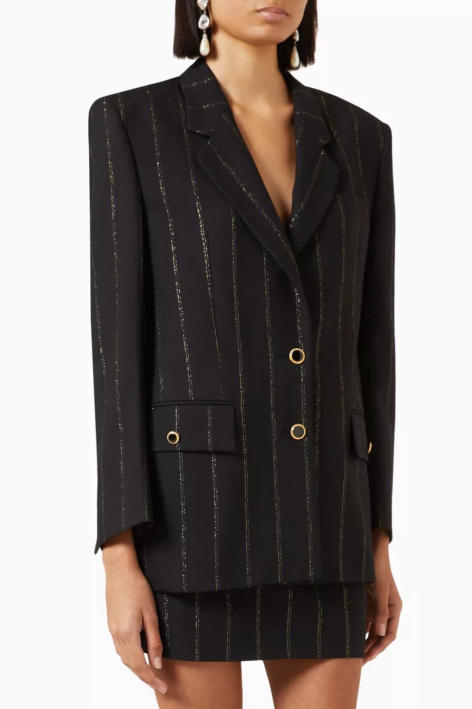 Lurex Pinstripe Oversized Jacket in Wool
