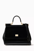Medium Sicily Top-handle Bag in Polished Calfskin
