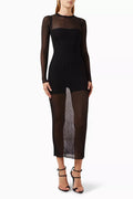 Lined Dress in Sheer Knit Fabric