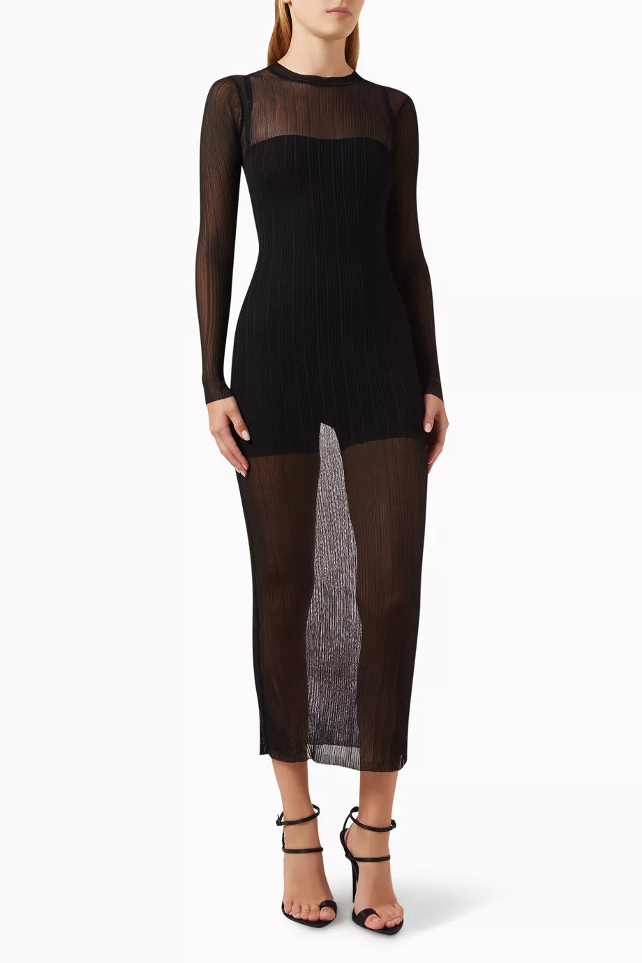 Lined Dress in Sheer Knit Fabric