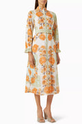 Floral-print Tie-up Midi Dress