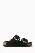 Arizona Big Buckle Sandals in Shearling and Leather