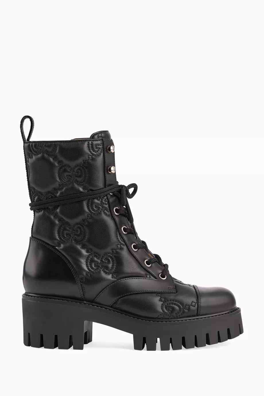 Lace-up Chunky Boots in GG Matelassé Leather