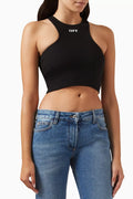 Logo-print Rowing Top in Ribbed-knit