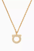 Gancini Crystal Pendant Necklace in Gold-toned Brass