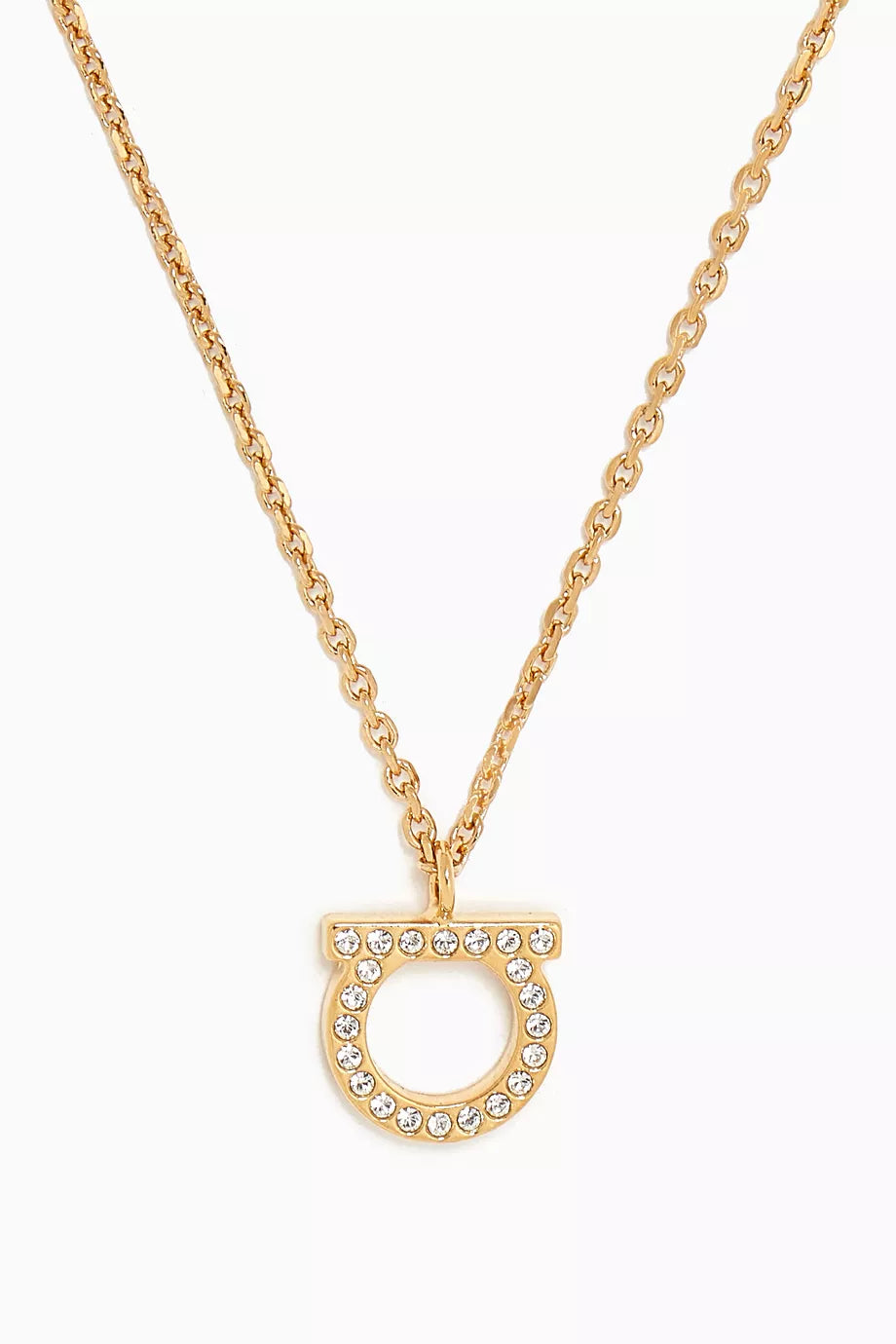 Gancini Crystal Pendant Necklace in Gold-toned Brass