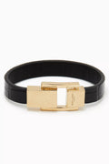 LE CARRÉ Bracelet in Crocodile-embossed Leather & Metal