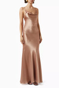 Cowl-neck Maxi Dress in Satin-crepe