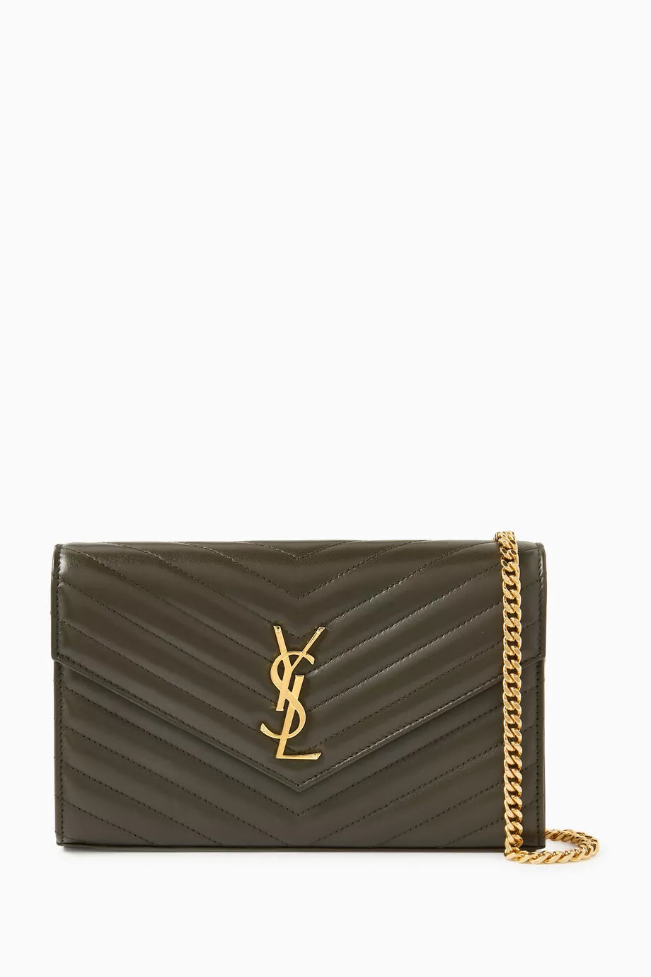 Cassandre Matelassé Envelope Chain Wallet in Lambskin Leather