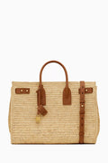 Medium Sac De Jour Bag in Raffia & Leather