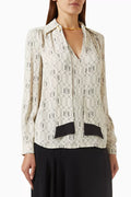 Embellished Chain Neck-tie Blouse in Georgette