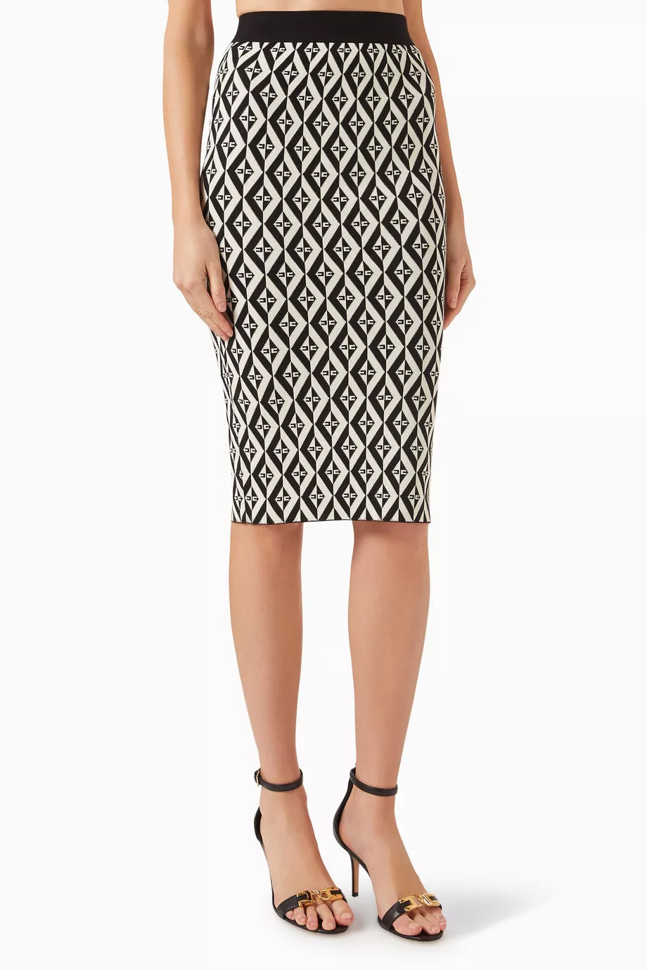 Diamond-print Midi Skirt in Knit