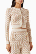 All-over Logo Crop Cardigan in Jacquard-knit