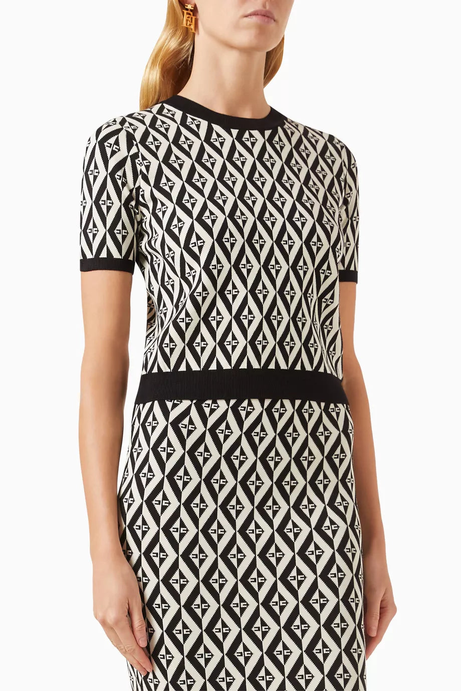 Diamond-patterned T-shirt in Knit