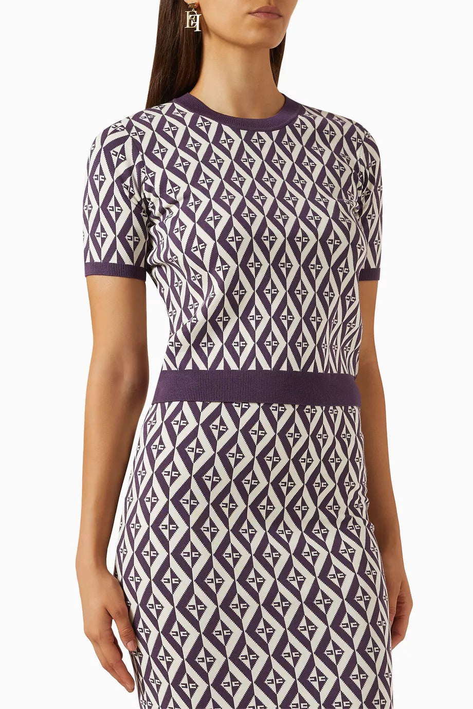 Diamond-patterned T-shirt in Knit