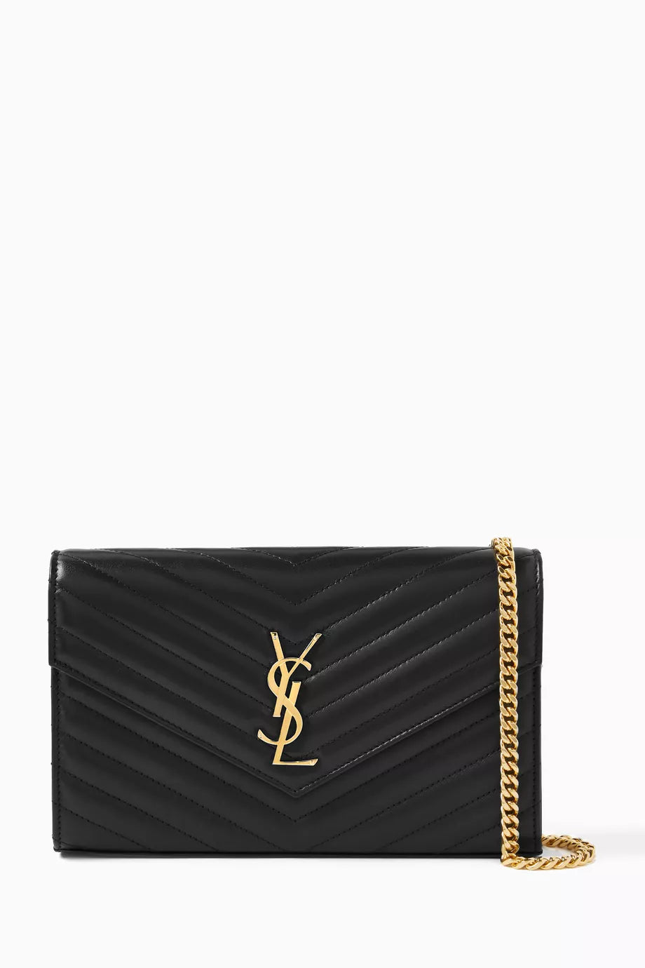 Cassandre Matelassé Envelope Chain Wallet in Lambskin Leather