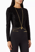 Flocked-logo Bodysuit in Lycra