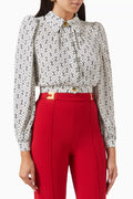 Logo Print Blouse in Crepe