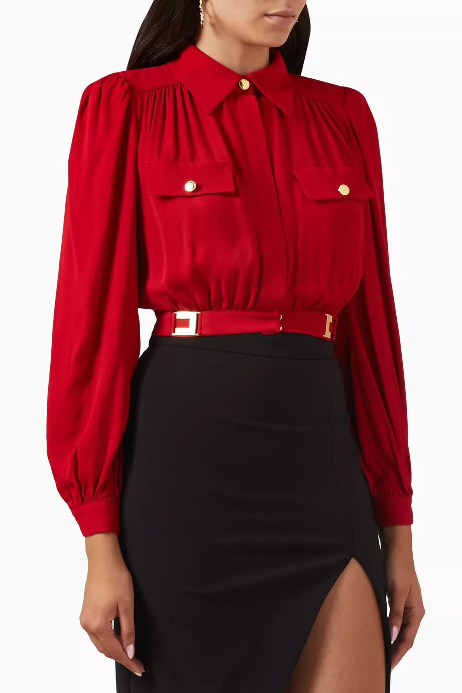 Logo-plaque Crop Blouse in Viscose
