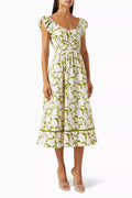 Floral Printed Midi Dress in Cotton