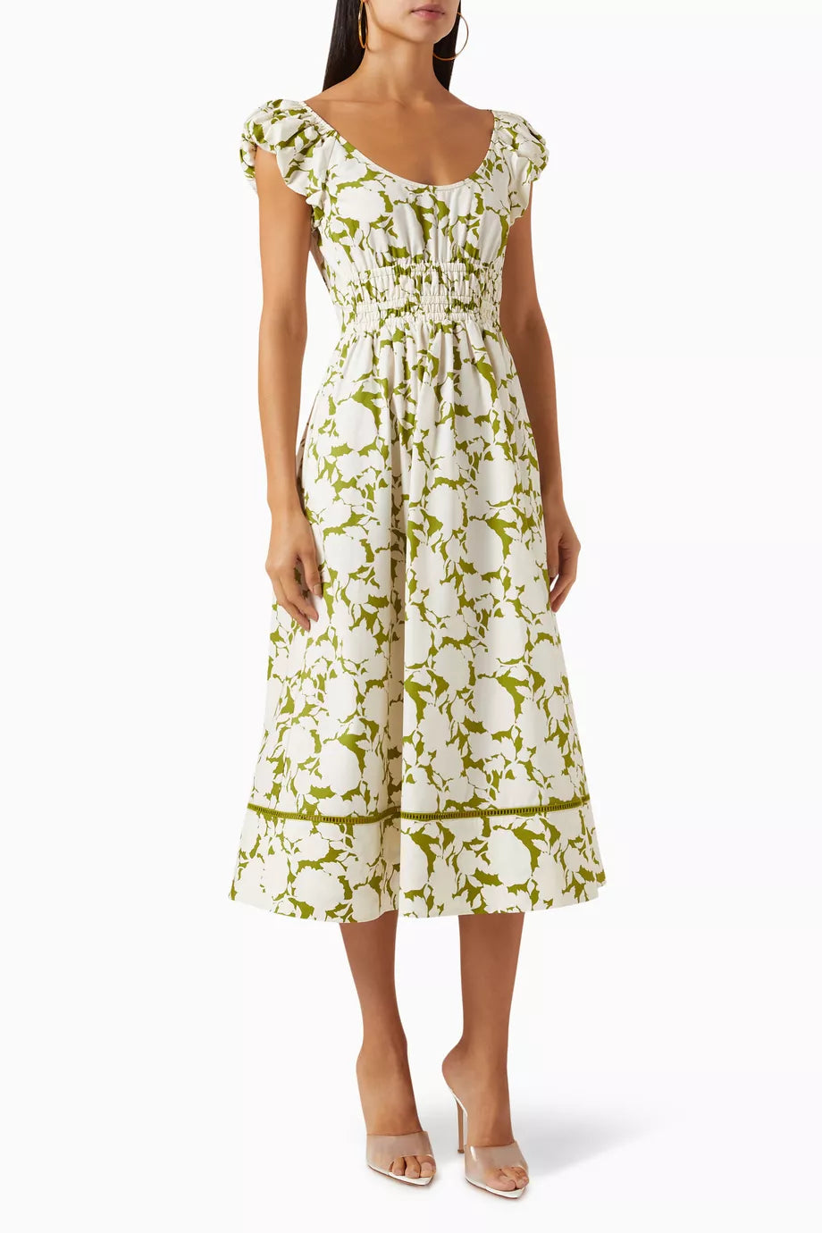 Floral Printed Midi Dress in Cotton