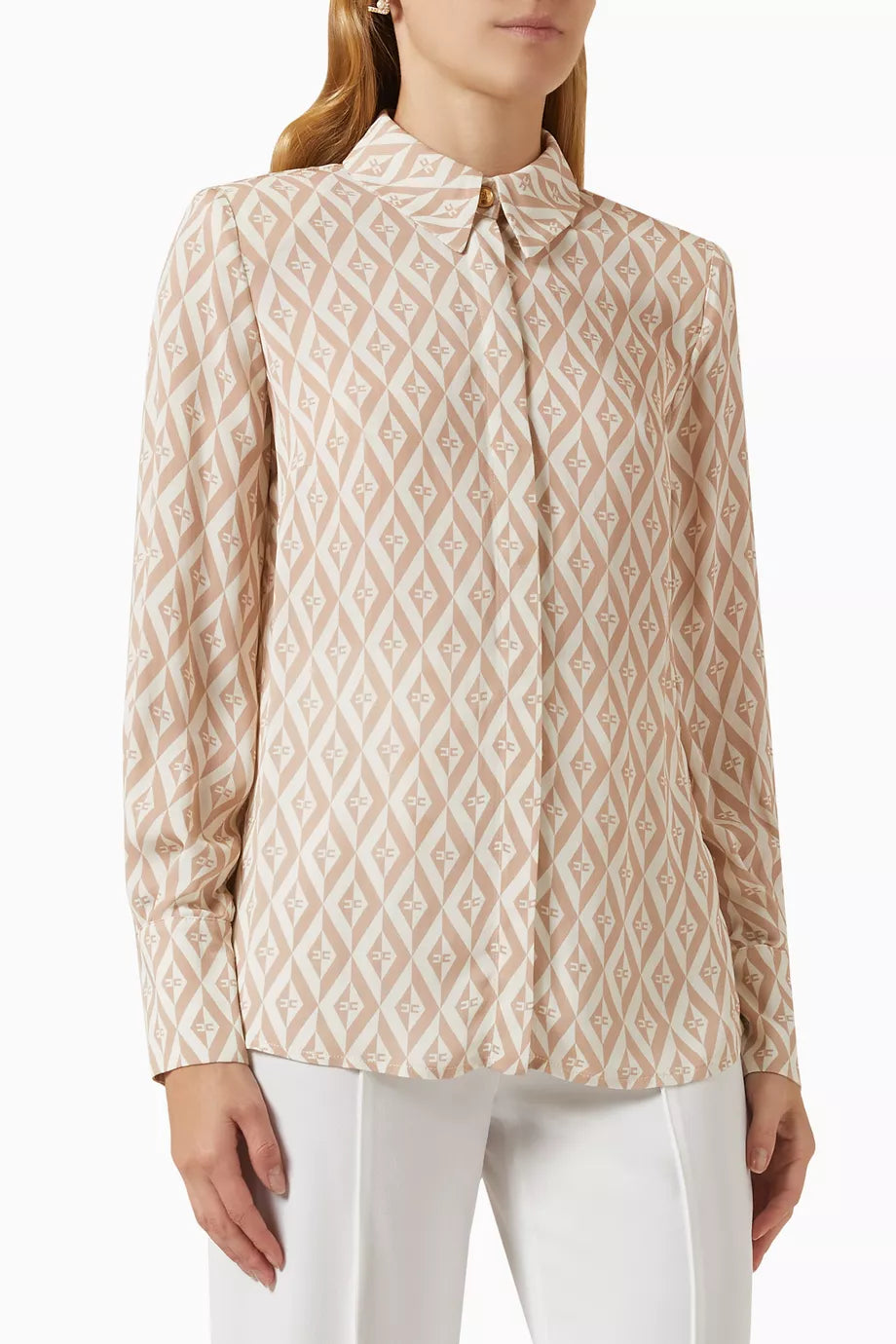 Diamond-print Blouse in Georgette