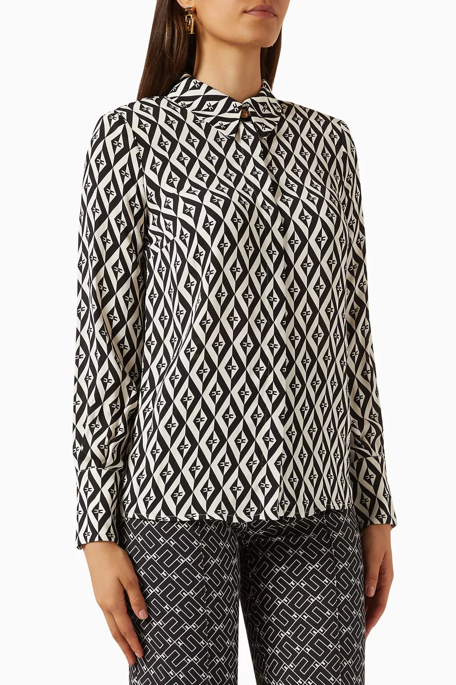 Diamond-print Blouse in Viscose Georgette