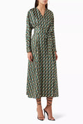 Corone Printed Wrap Dress in Silk